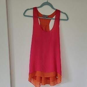 REMAIN. Pink and Orange Women's sheet layered sleeveless tank blouse.  SIZE L